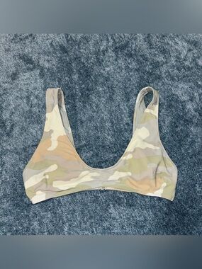 Aerie Wide Strap Plunge Camo Bikini Top Size Medium